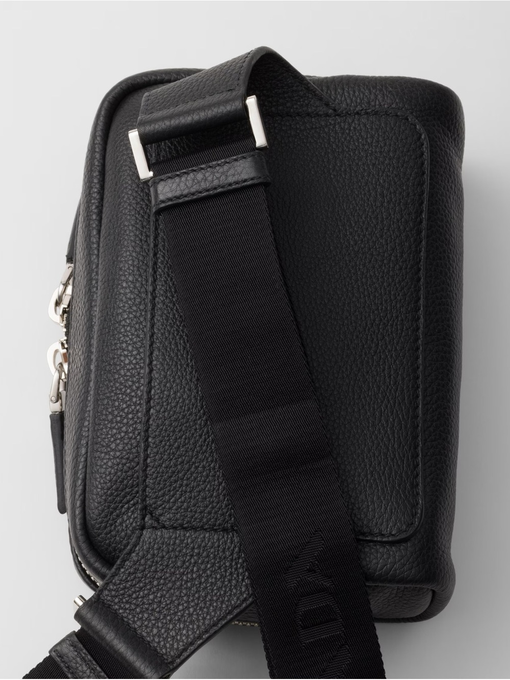 Prada Black Pebbled Leather Belt Bag with Silver Logo - Picture 8 of 8